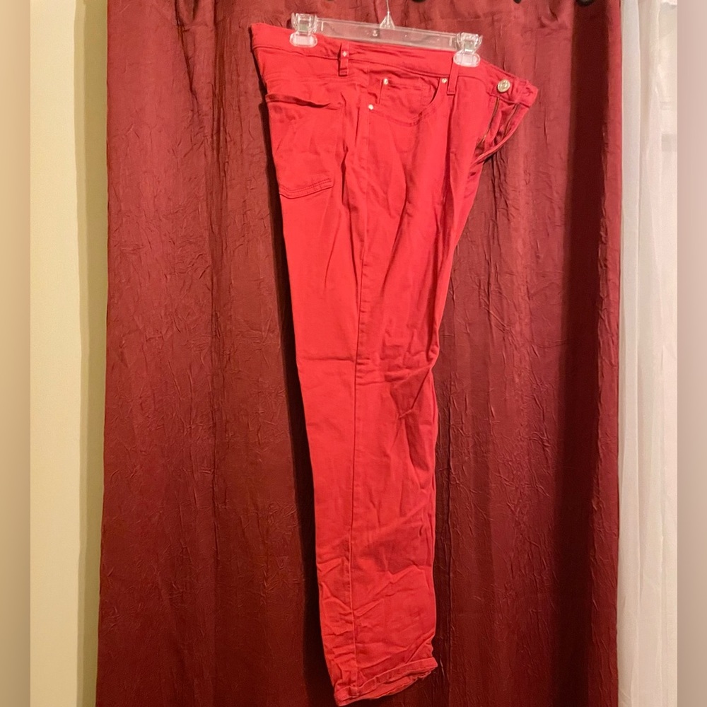 Red Jeans:  rich color, stretchy fabric, size 14.